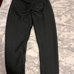 Textured Black Leggings